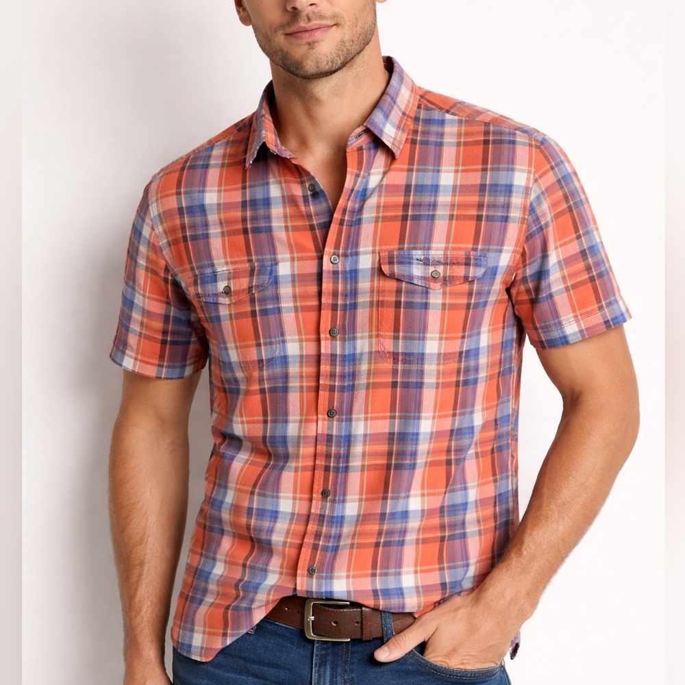 🧡 Express Plaid Short Sleeve Button-Down Shirt  – Size XL - Casual Essential✨